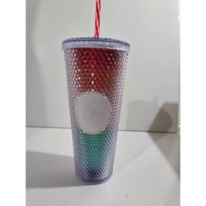 Starbucks Tumbler Rainbow w/ Straw Studded Christmas 2024 24 oz NEW